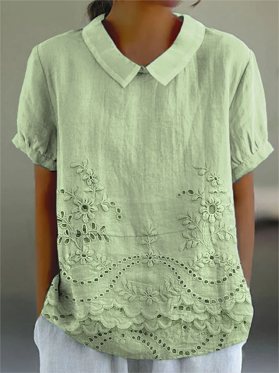 Damesblouse van katoen en linnen met bloemenprint, casual