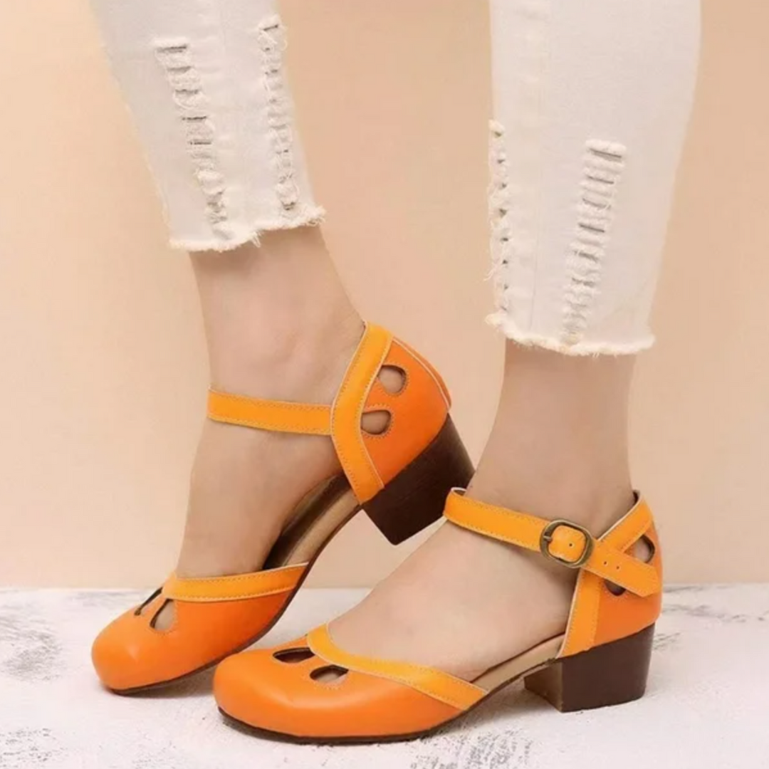 Mary jane pumps voor dames met bandje en uitsparingen