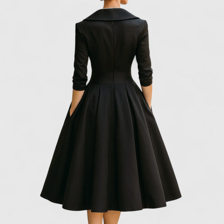 Elegante midi-jurk met v-hals en wikkeldetail voor dames