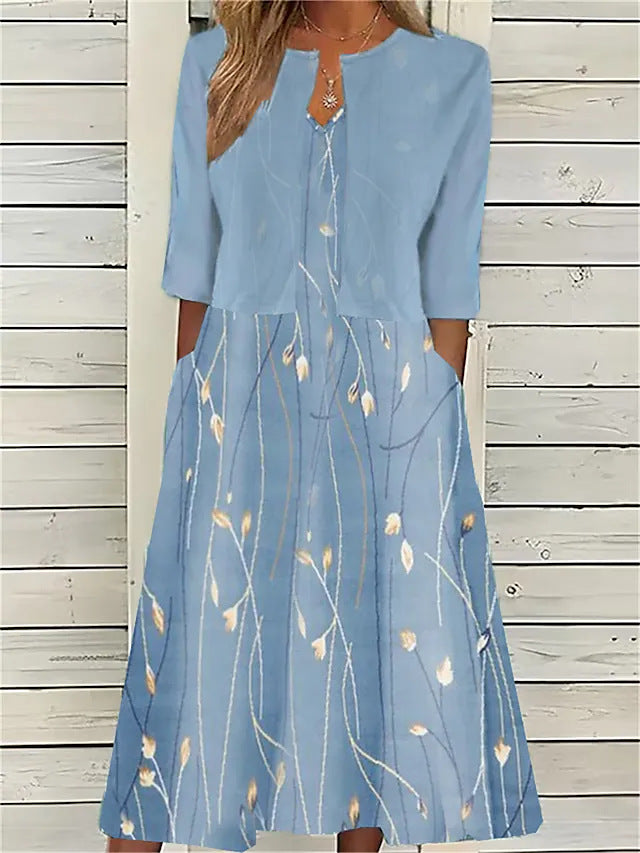 Tweedelige midi-jurk met bloemenprint voor dames