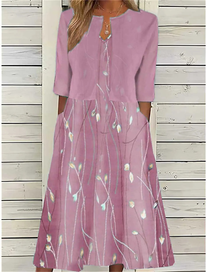 Tweedelige midi-jurk met bloemenprint voor dames