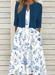 Tweedelige midi-jurk met bloemenprint voor dames