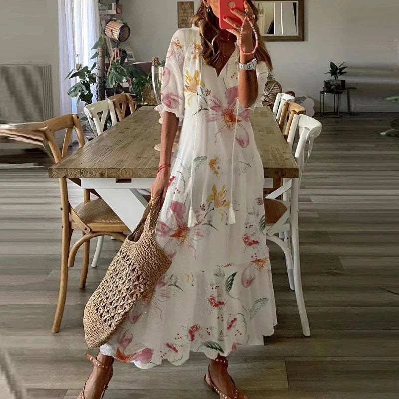 Maxi-jurk voor dames in boho-stijl met patroon