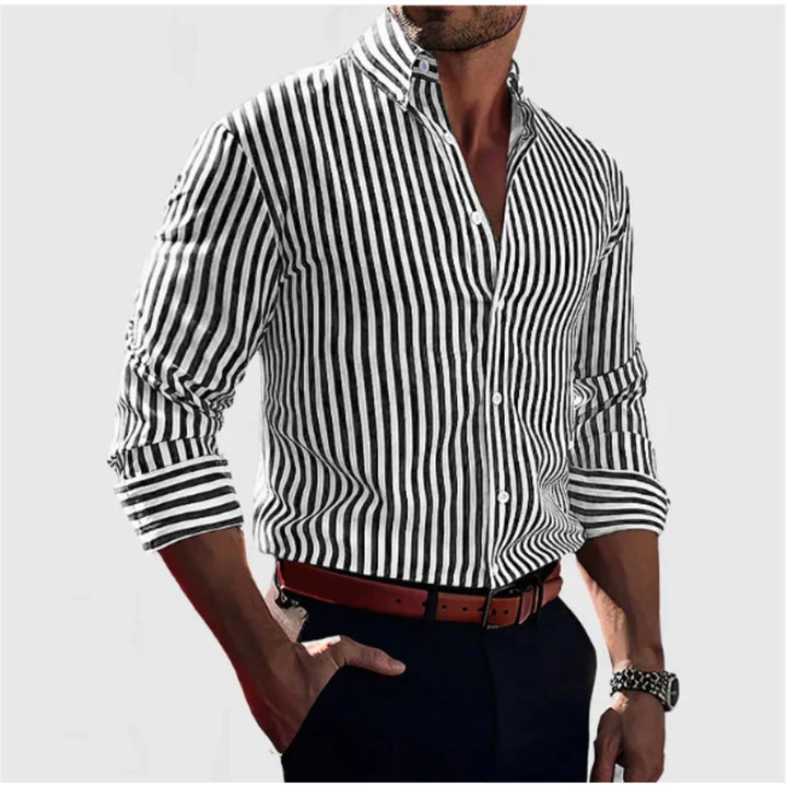 Gestreept herenoverhemd, modern, ademend, casual