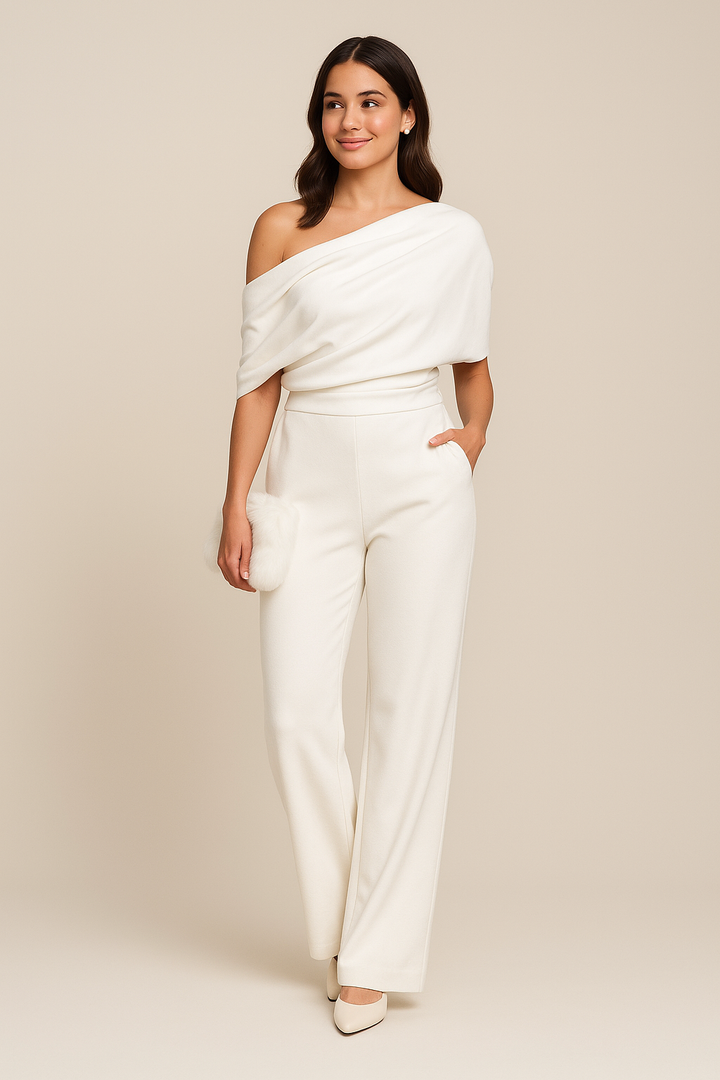 Jumpsuit met wijde pijpen en strik voor dames