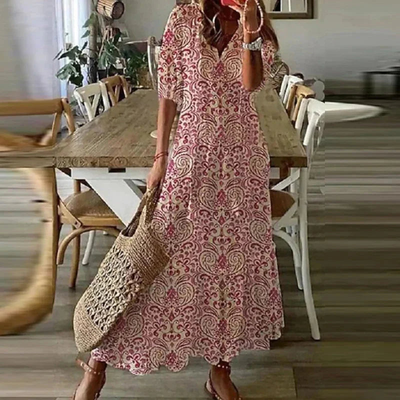 Maxi-jurk voor dames in boho-stijl met patroon