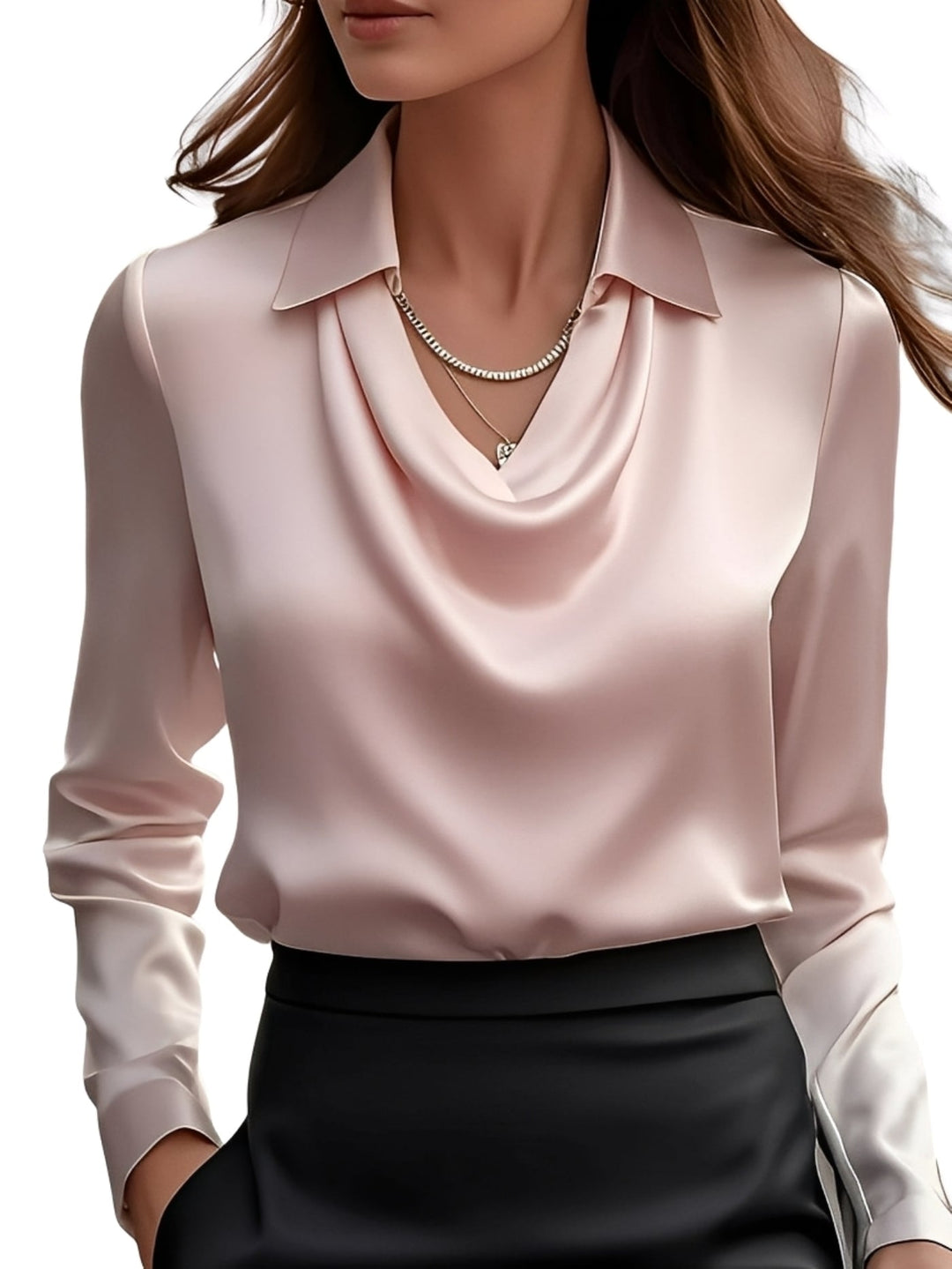 Damesblouse met lange mouwen van satijn