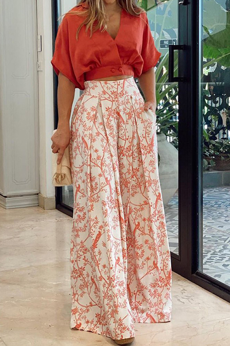Dames satijnen crop top en wijde broek set