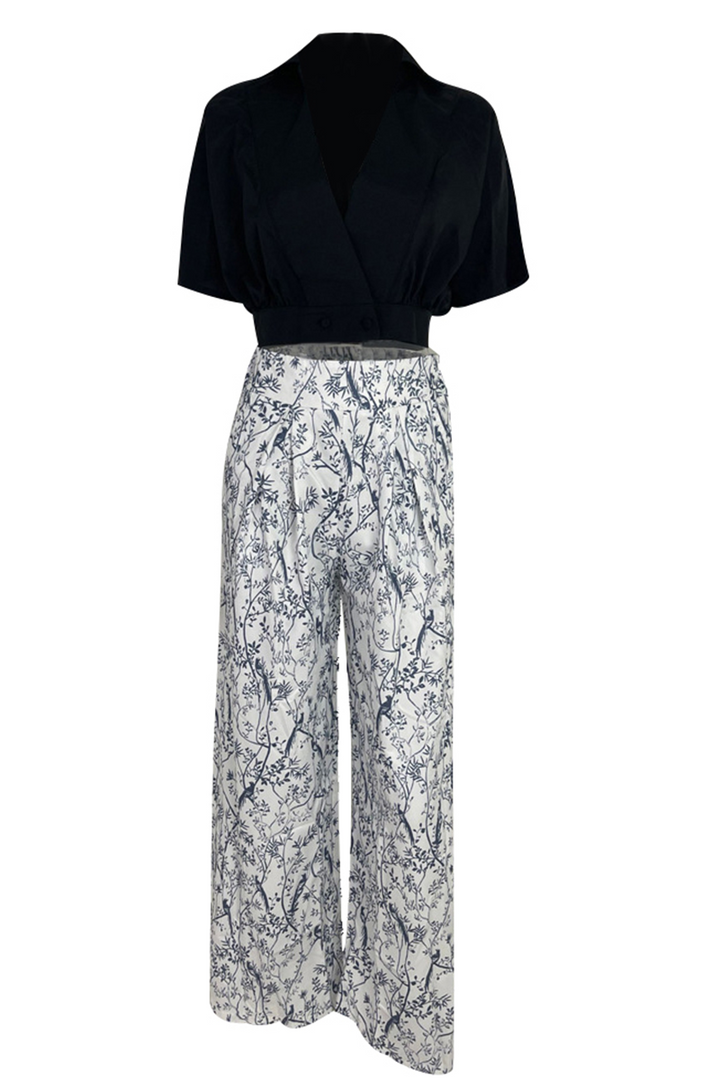 Dames satijnen crop top en wijde broek set
