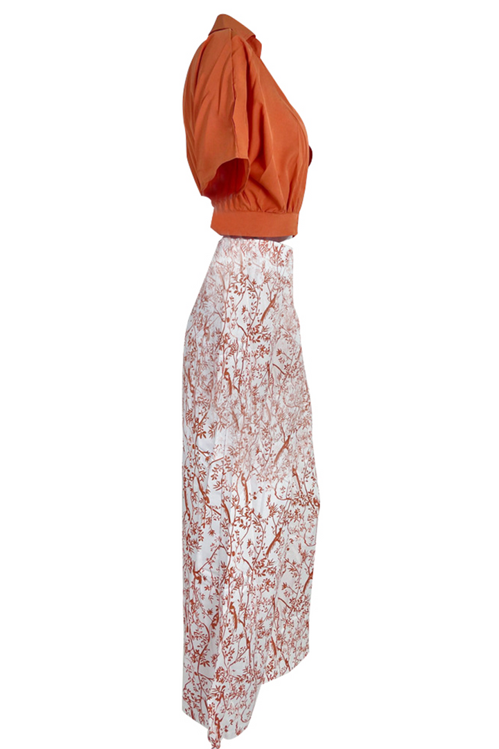 Dames satijnen crop top en wijde broek set