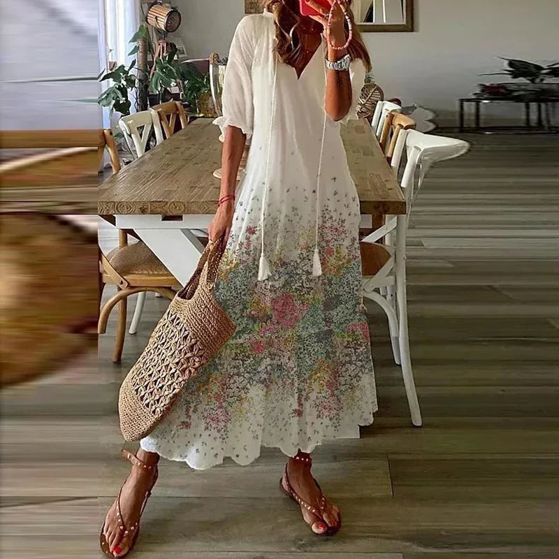 Maxi-jurk voor dames in boho-stijl met patroon