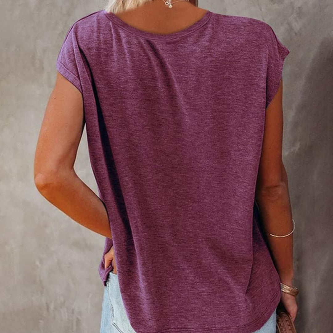 Dames t-shirt met v-hals van katoen