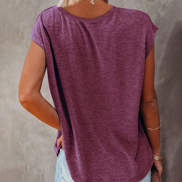 Dames t-shirt met v-hals van katoen