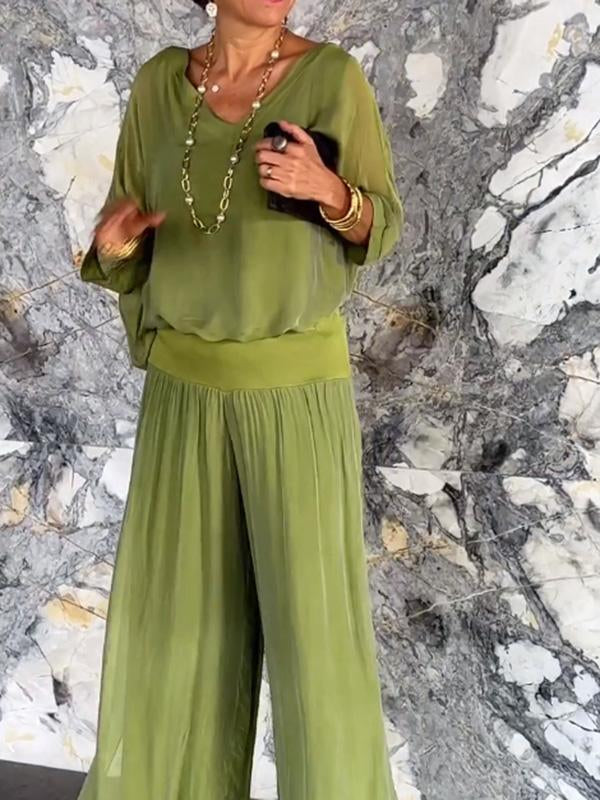 Losse maxi-jurk met v-hals voor dames