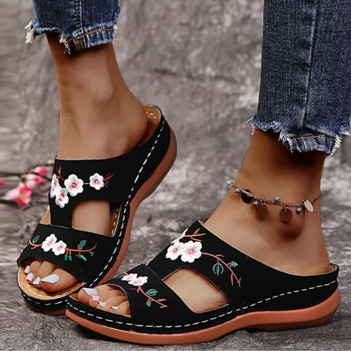 Orthopedische platformslippers met bloemenprint voor dames