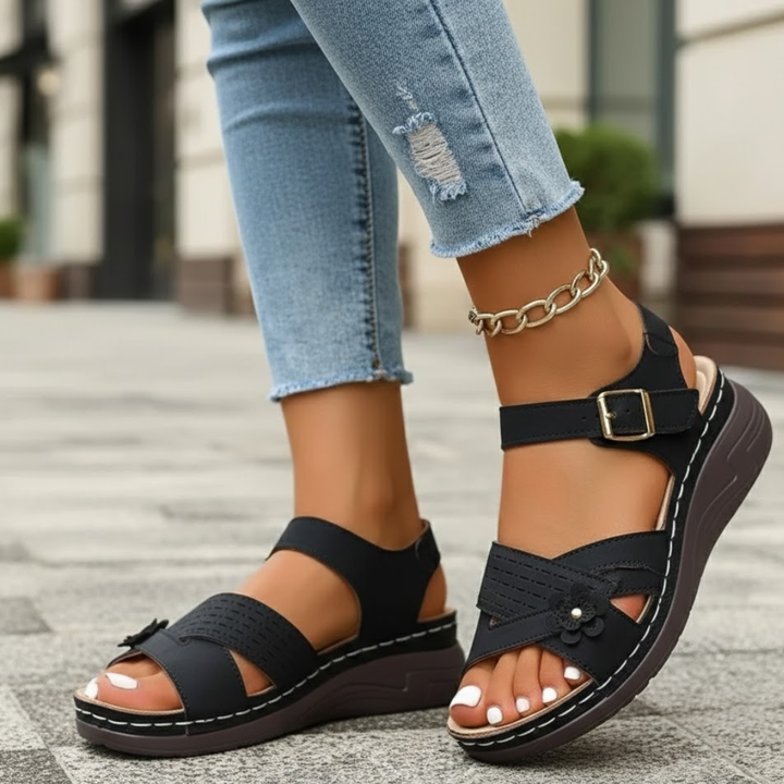 Platformsandalen voor dames met gesp