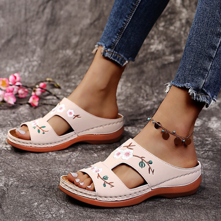 Orthopedische platformslippers met bloemenprint voor dames