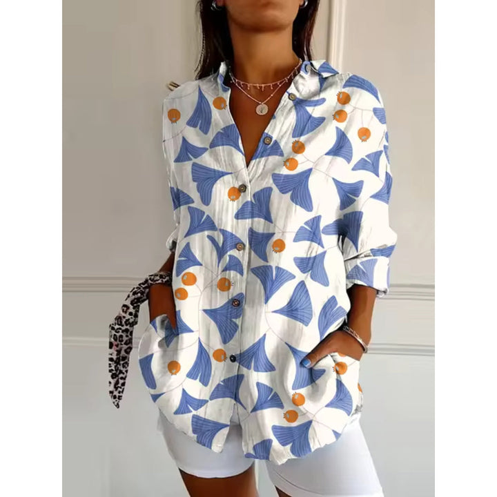 Casual blouse met bloemenprint, lange mouwen en knoopsluiting voor dames