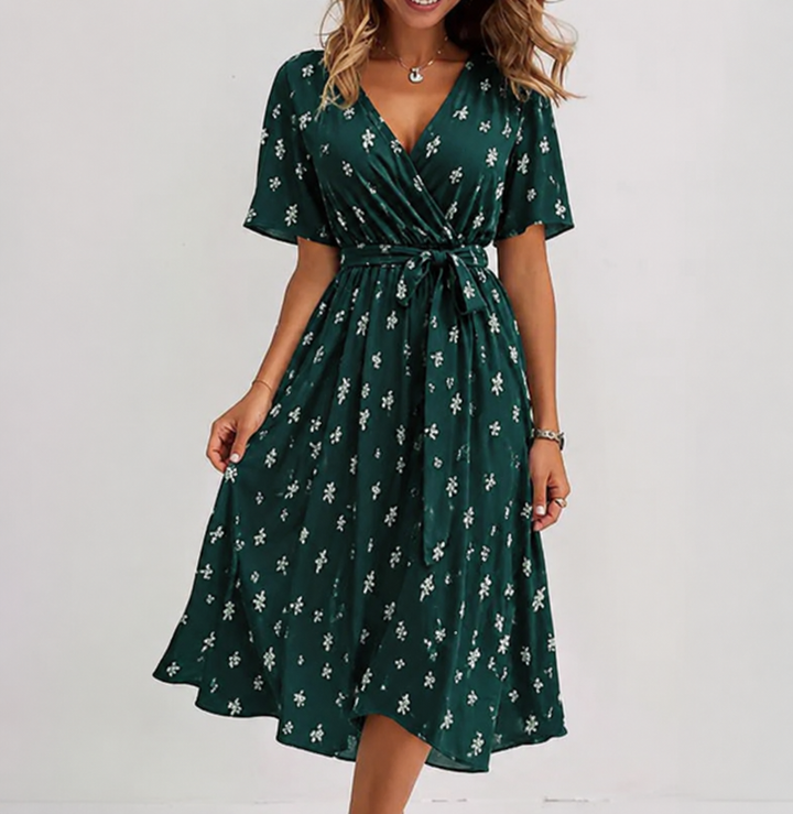 Midi-jurk met v-hals