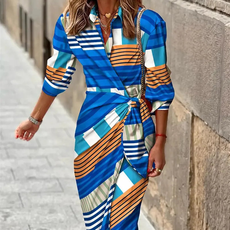 Midi-jurk voor dames met overslag, casual en elegant