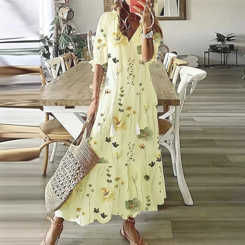 Maxi-jurk voor dames in boho-stijl met patroon