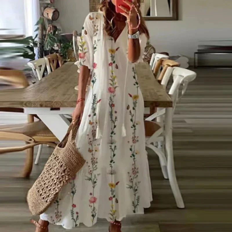 Maxi-jurk voor dames in boho-stijl met patroon