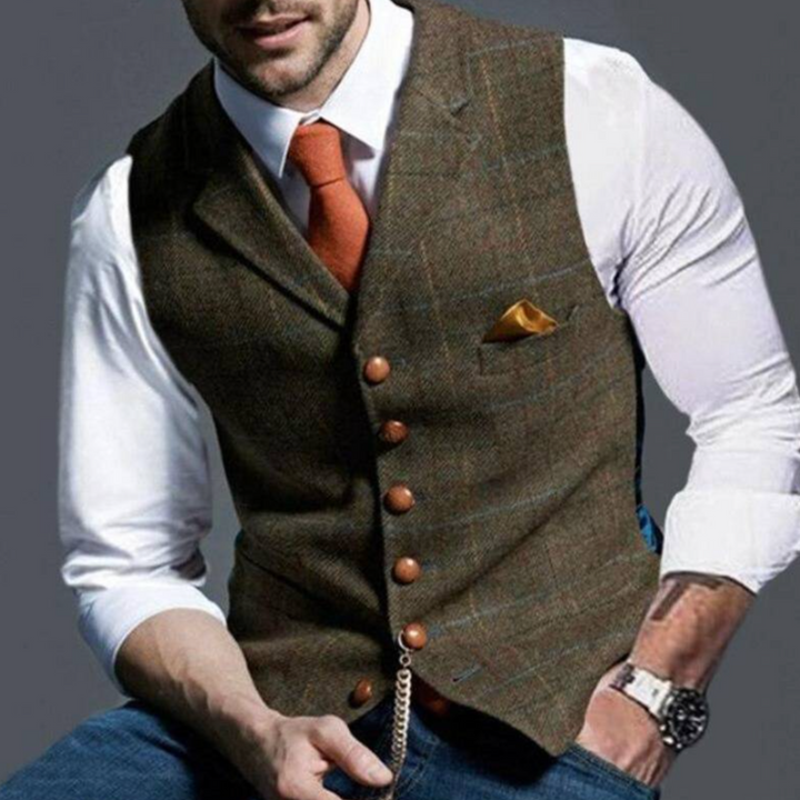 Slim fit herenvest met knoopsluiting
