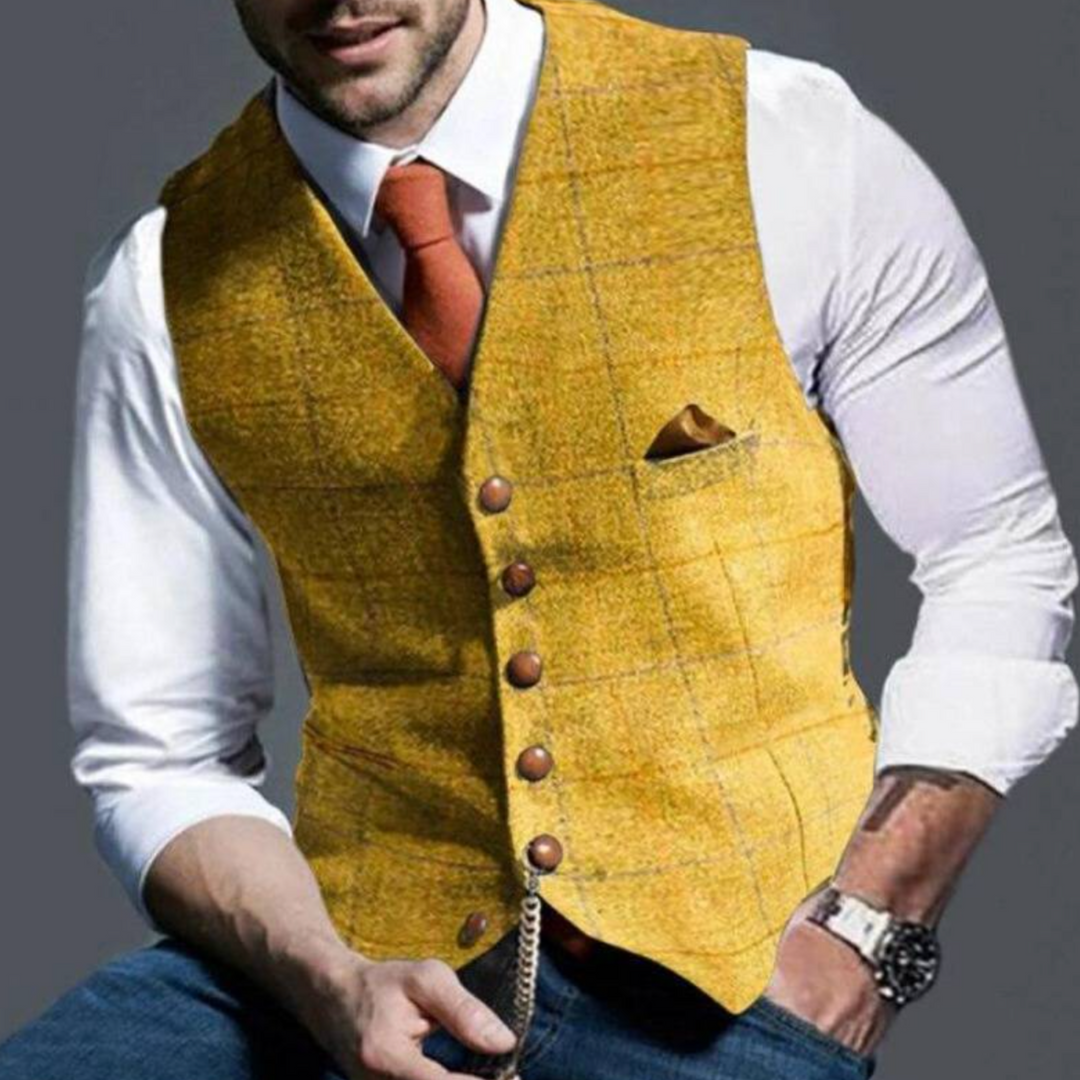 Slim fit herenvest met knoopsluiting