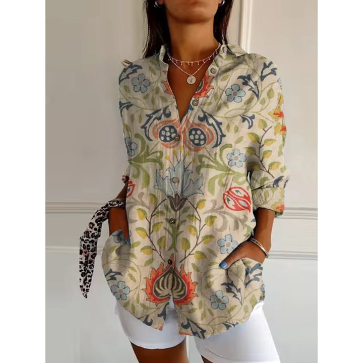 Casual blouse met bloemenprint, lange mouwen en knoopsluiting voor dames