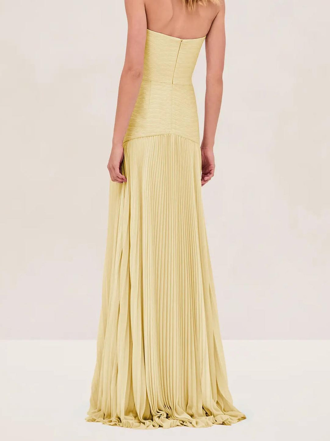 Strapless maxi-jurk met geplooide zoom