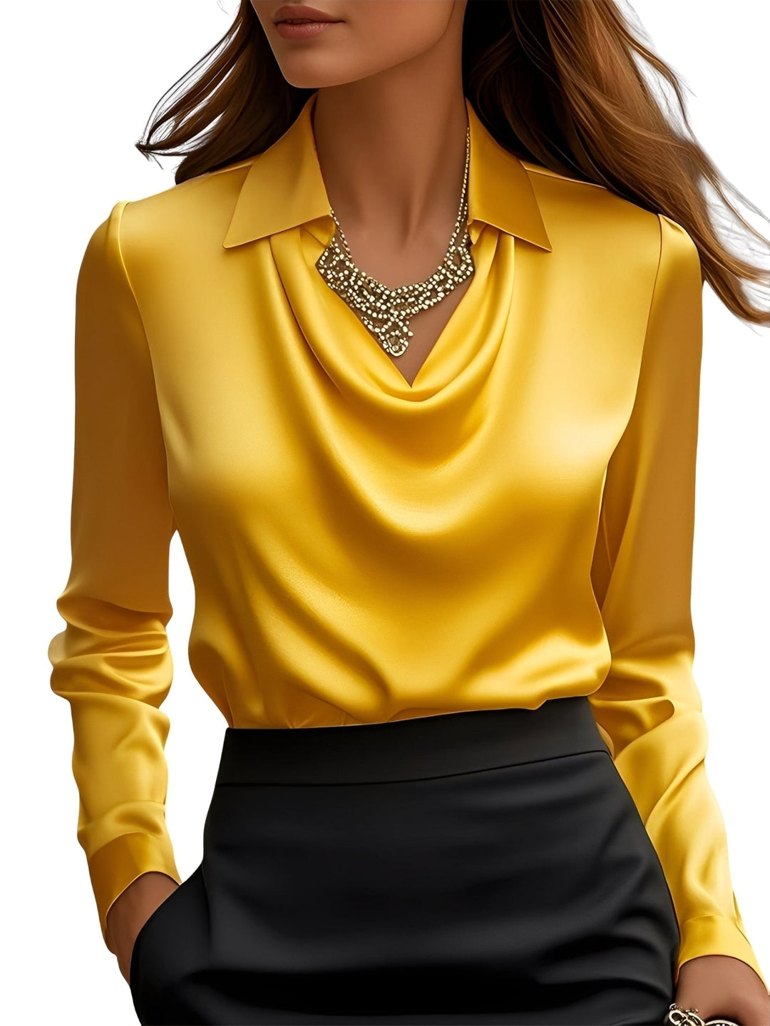 Damesblouse met lange mouwen van satijn