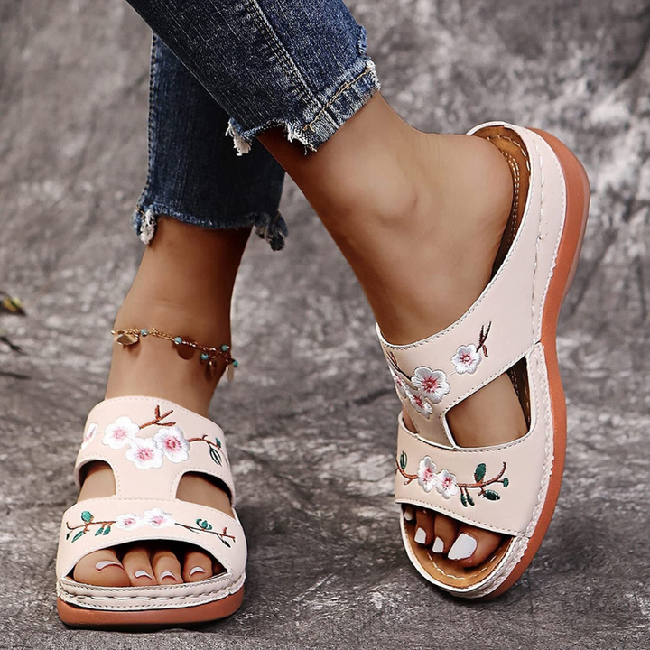 Orthopedische platformslippers met bloemenprint voor dames