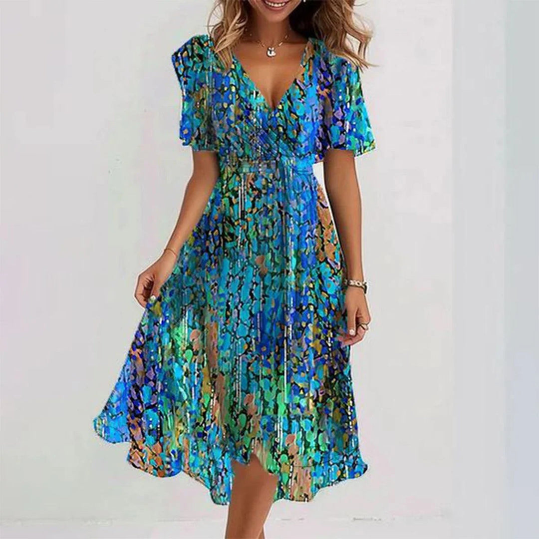 Elegante casual midi-jurk met bloemenprint voor dames