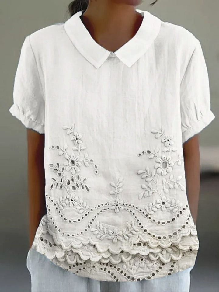 Damesblouse van katoen en linnen met bloemenprint, casual