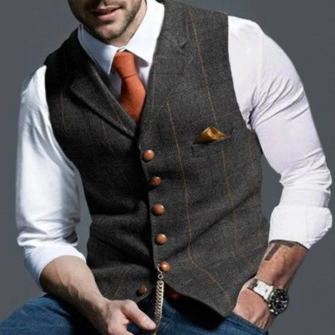 Slim fit herenvest met knoopsluiting