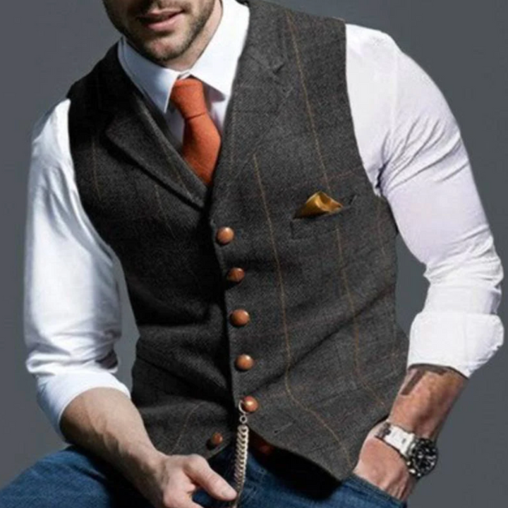 Slim fit herenvest met knoopsluiting