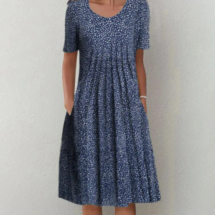 Bloemenprint midi-jurk voor dames met korte mouwen