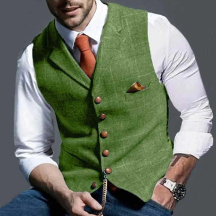 Slim fit herenvest met knoopsluiting
