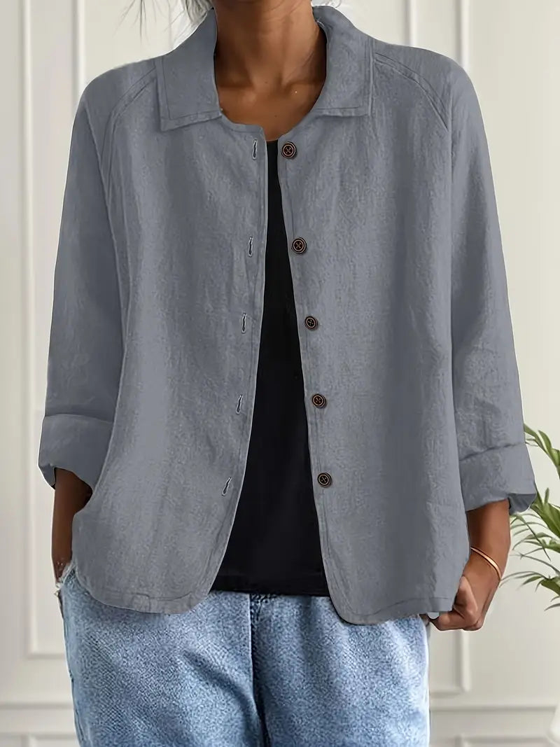 Katoenen blouse met lange mouwen voor dames