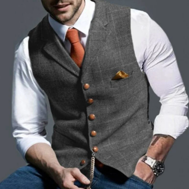 Slim fit herenvest met knoopsluiting