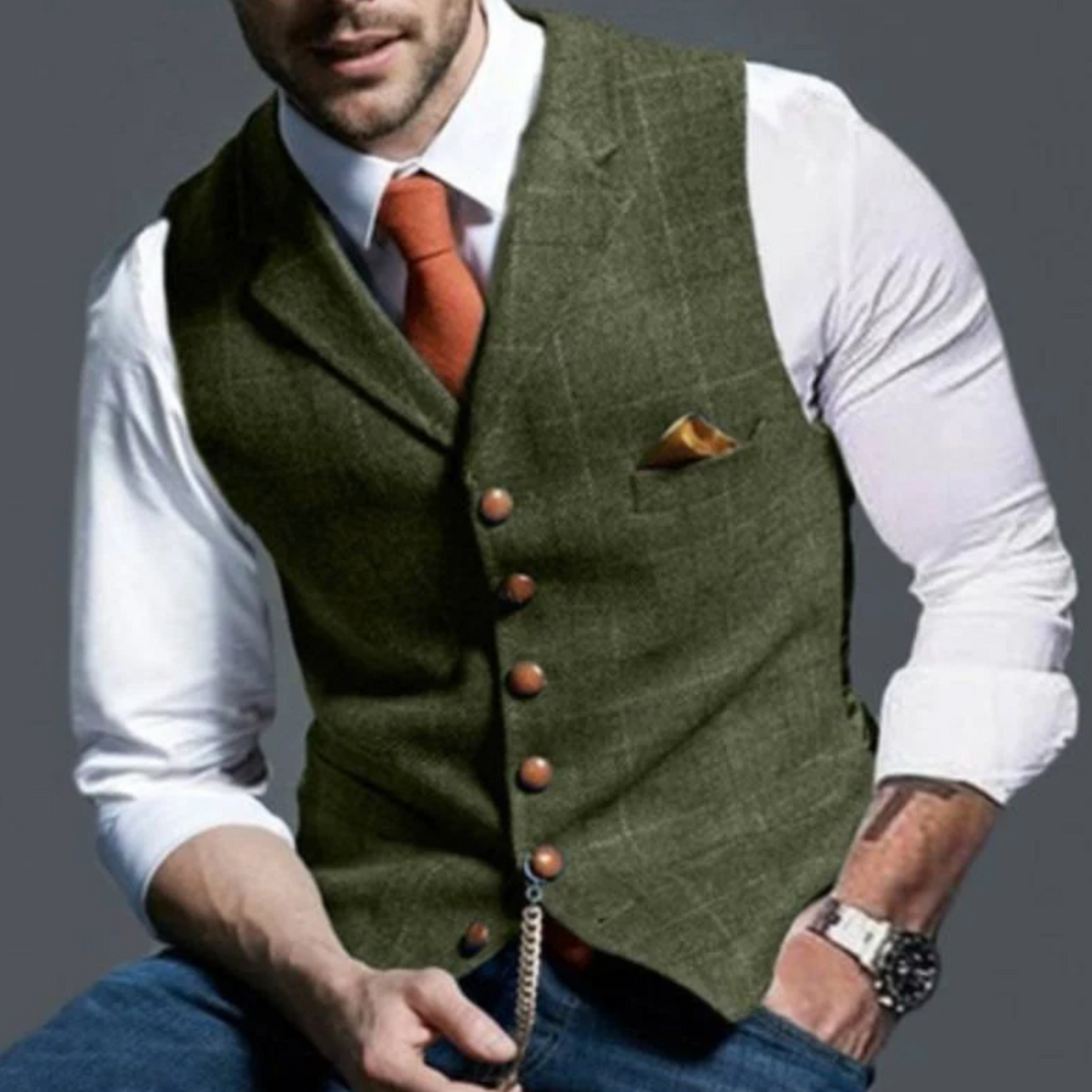 Slim fit herenvest met knoopsluiting