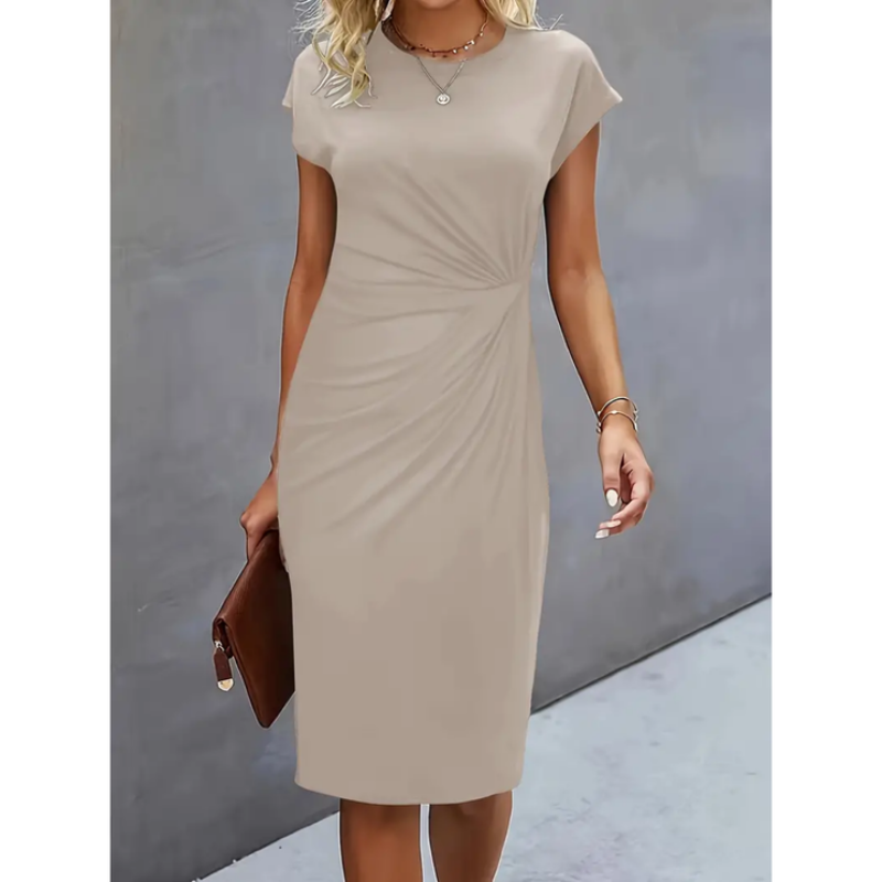 Formele midi-jurk met korte mouwen voor dames