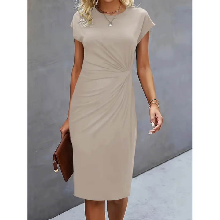 Formele midi-jurk met korte mouwen voor dames