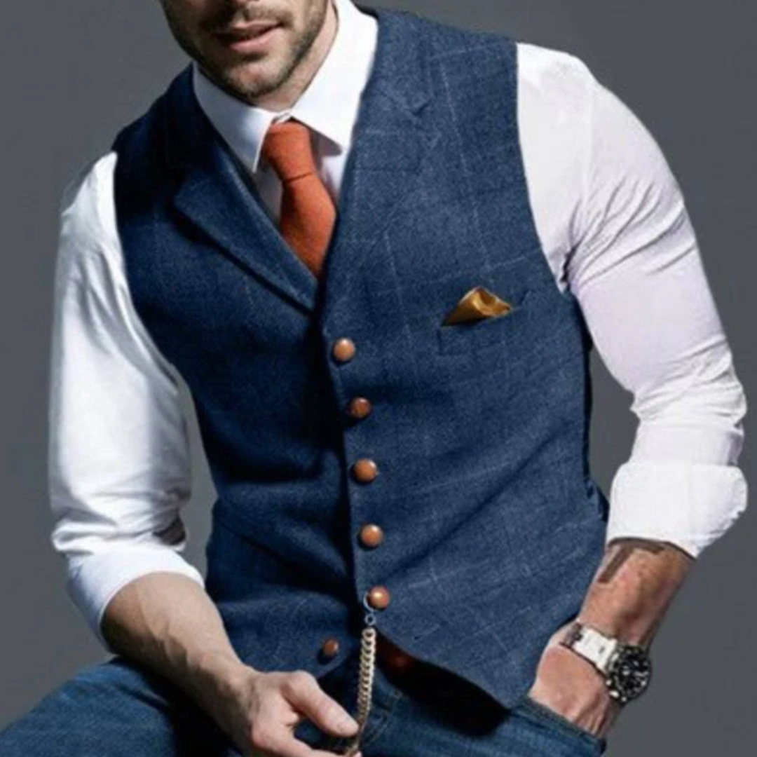 Slim fit herenvest met knoopsluiting