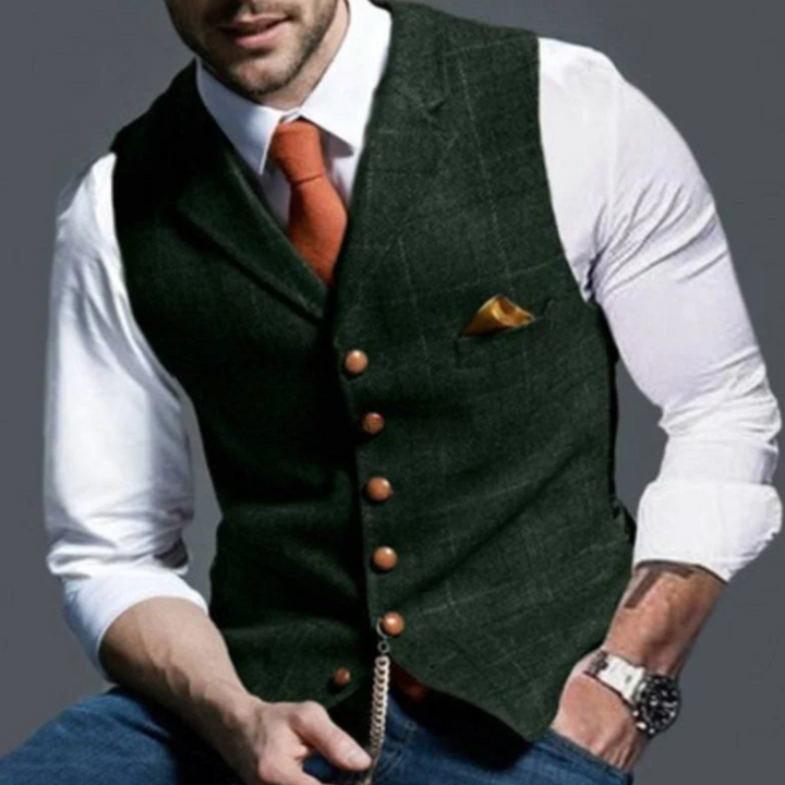 Slim fit herenvest met knoopsluiting