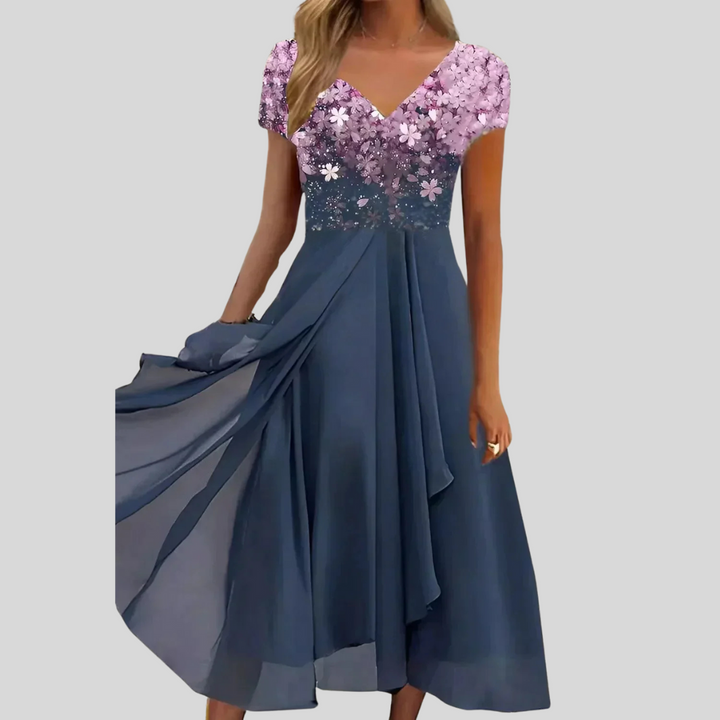 Elegante midi-jurk met vierkante hals