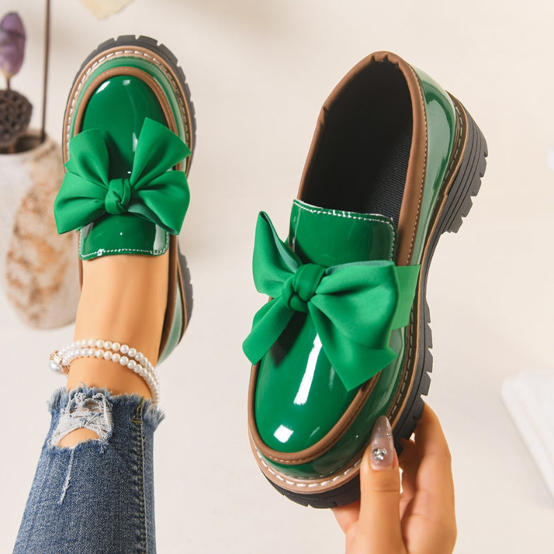 Platform loafers voor dames met strik