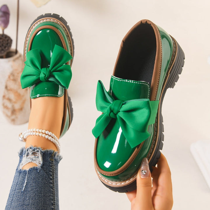 Platform loafers voor dames met strik