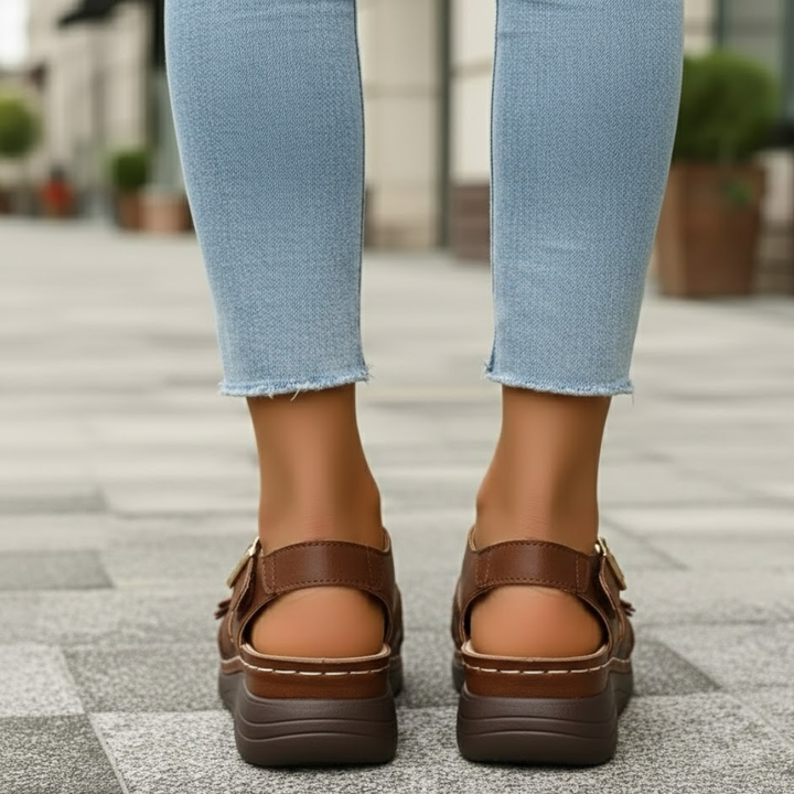 Platformsandalen voor dames met gesp