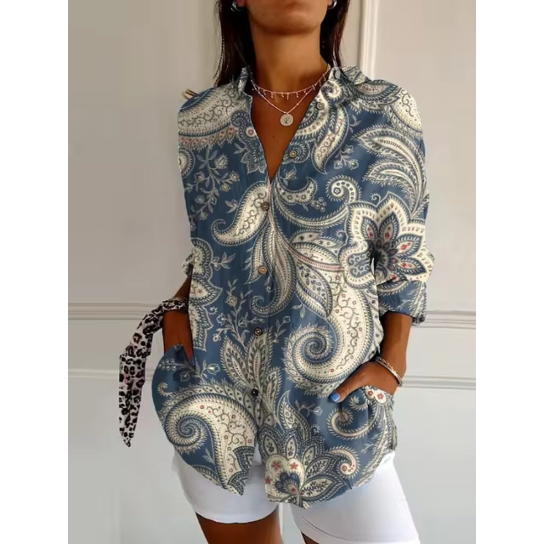 Casual blouse met bloemenprint, lange mouwen en knoopsluiting voor dames